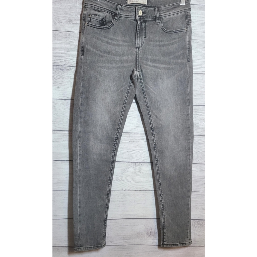 Zara Basic Z1975 Denim Womens Size 2 Gray Skinny Jeans Stretch Retro